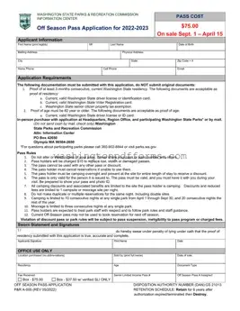 Fillable Wa State Park Pass Template