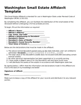 Attorney-Approved Washington Small Estate Affidavit Template