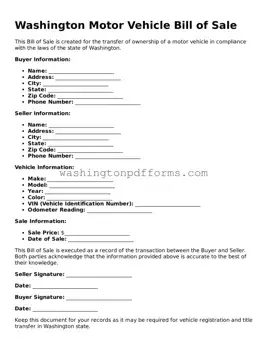Attorney-Approved Washington Motor Vehicle Bill of Sale Template