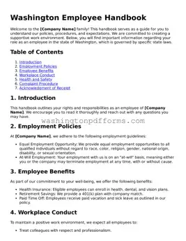 Attorney-Approved Washington Employee Handbook Template
