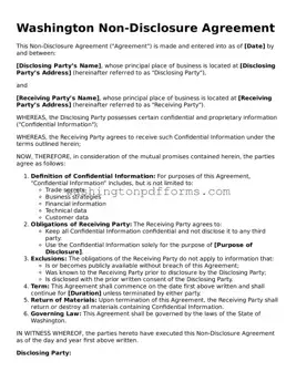 Attorney-Approved Washington Non-disclosure Agreement Template