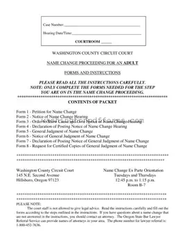 Fillable Washington County Name Change Template