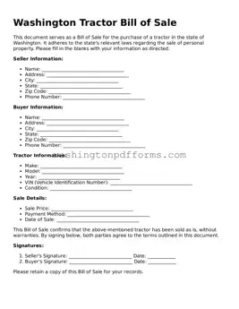Attorney-Approved Washington Tractor Bill of Sale Template