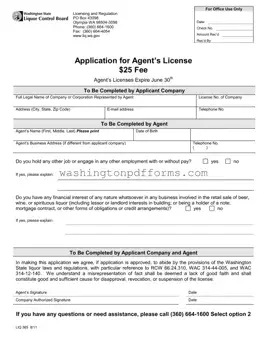 Fillable Washington Liq 365 Template