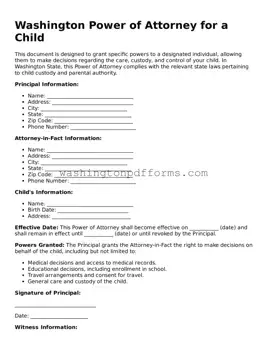 Attorney-Approved Washington Power of Attorney for a Child Template