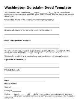 Attorney-Approved Washington Quitclaim Deed Template