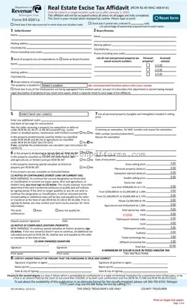 Fillable Washington Real Estate Excise Tax Affidavit Template