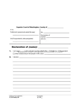 Fillable Washington State Declaration Template