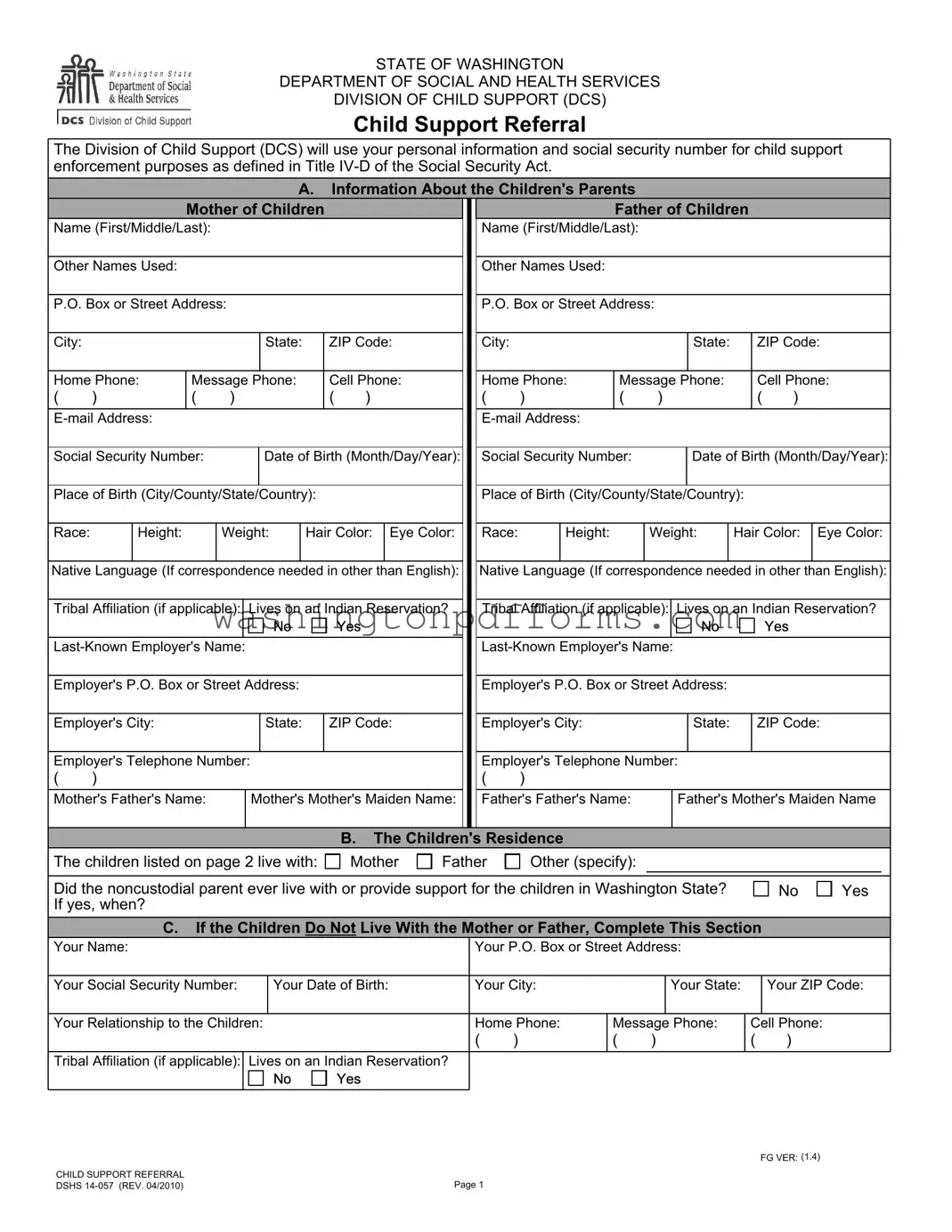 Fillable Wa Referral Template