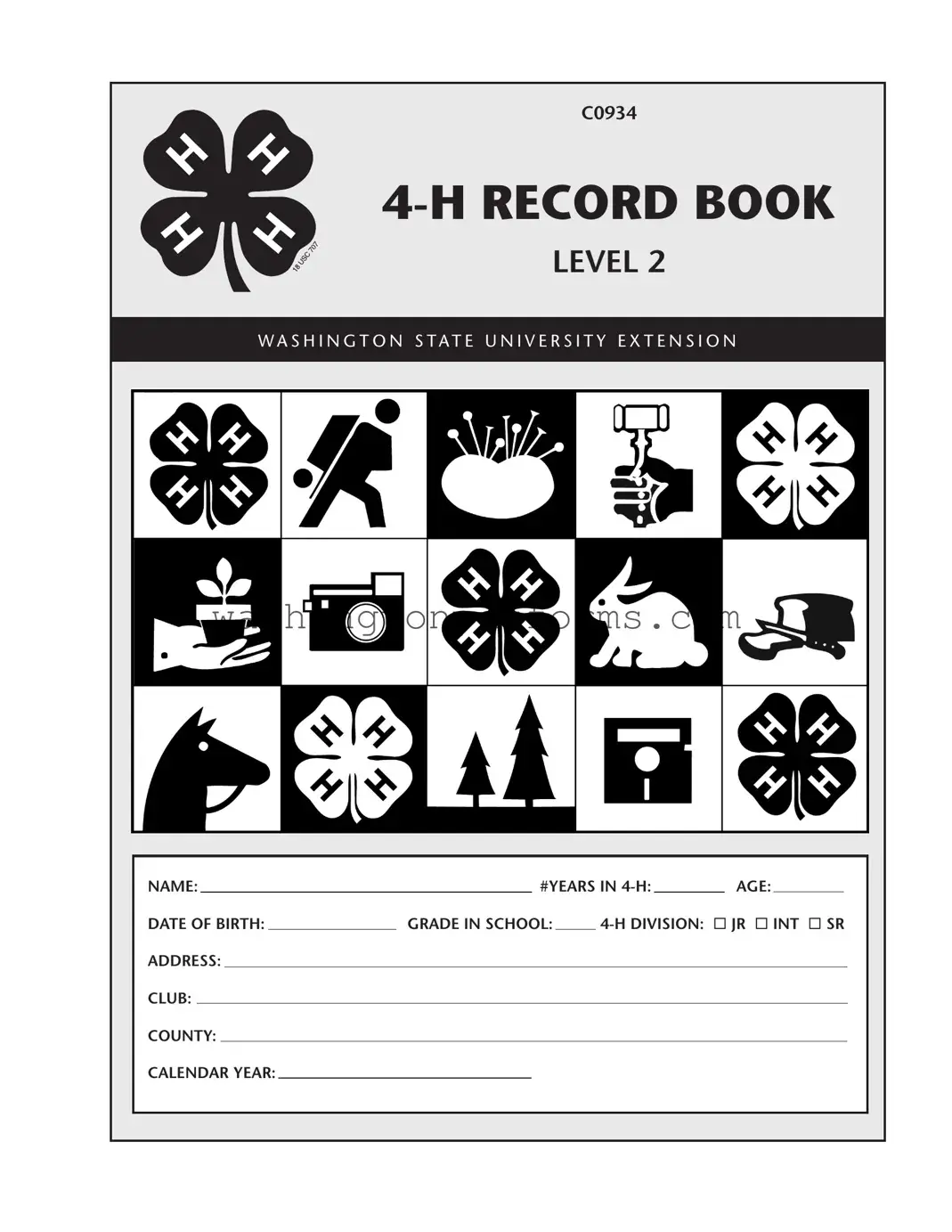 Fillable Washington 4 H Record Book Template