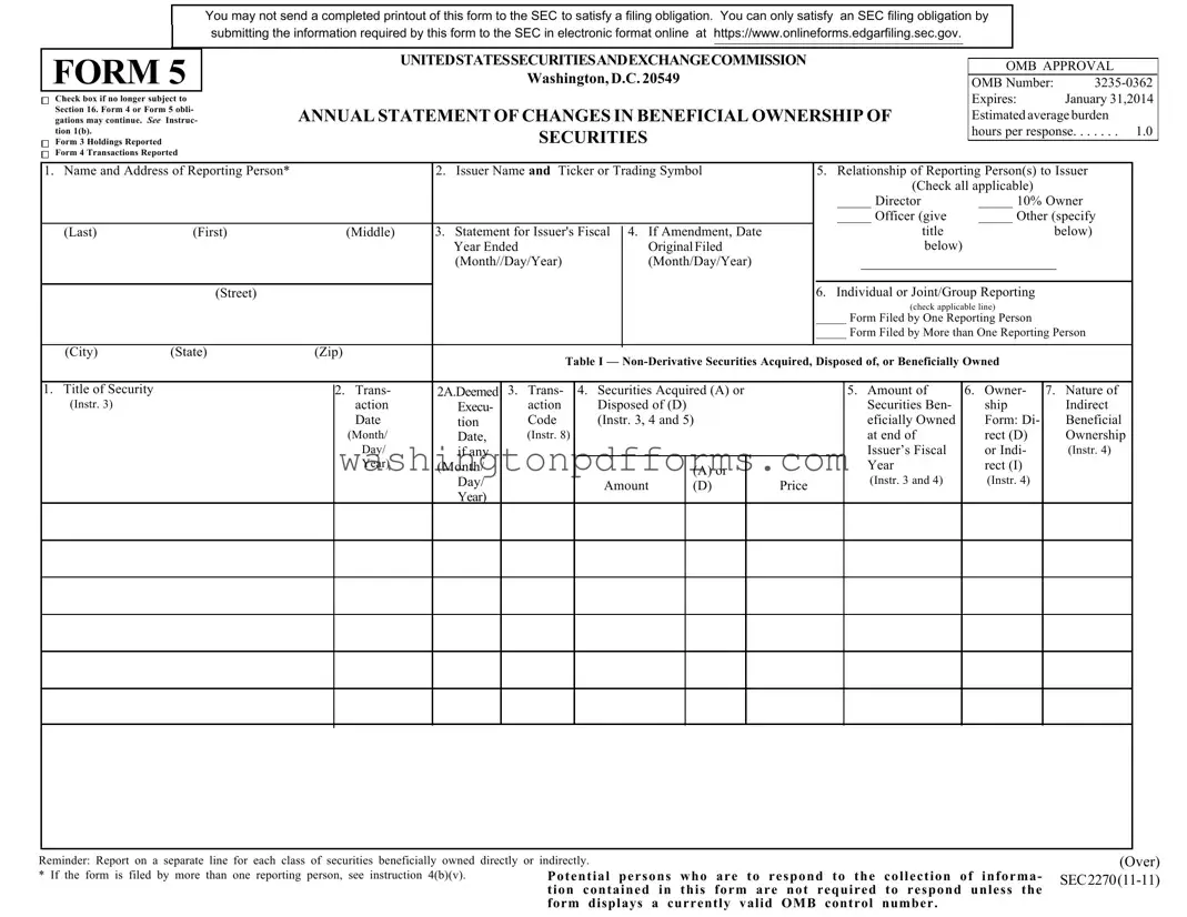 Fillable Washington 5 Template