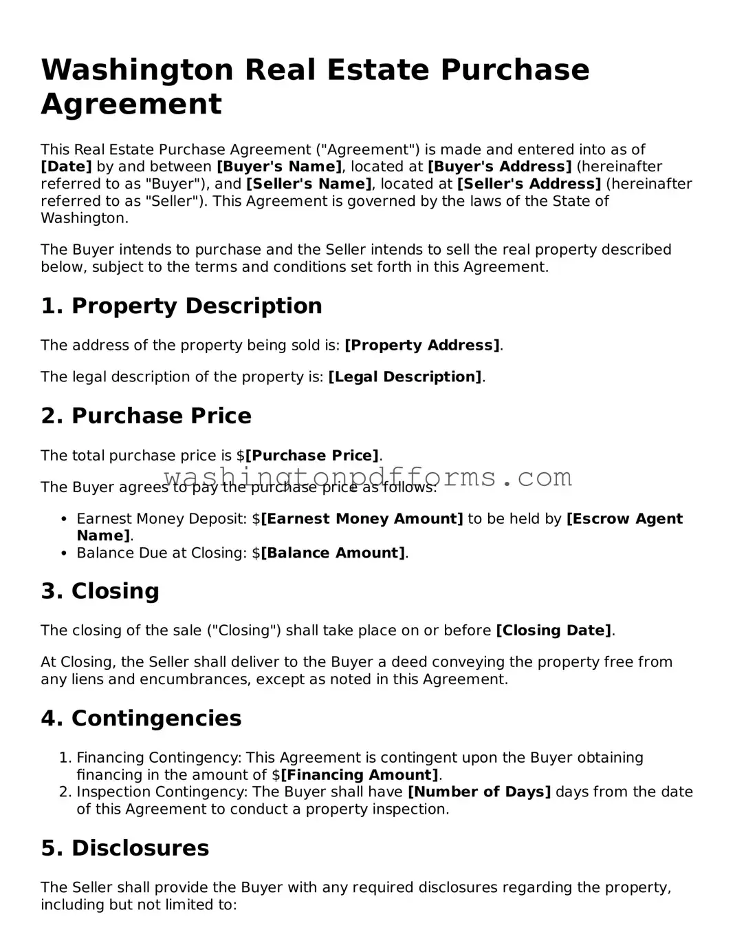 Attorney-Approved Washington Real Estate Purchase Agreement Template