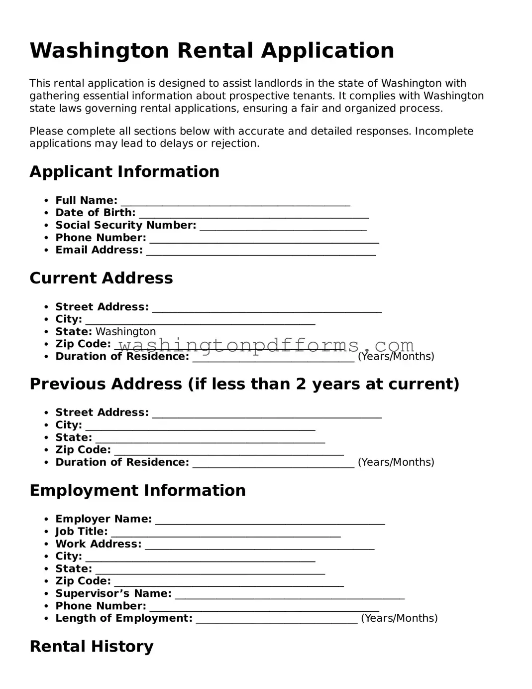 Attorney-Approved Washington Rental Application Template