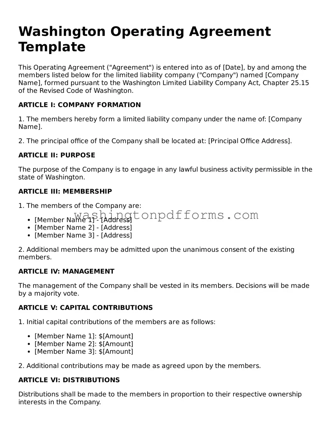 Attorney-Approved Washington Operating Agreement Template