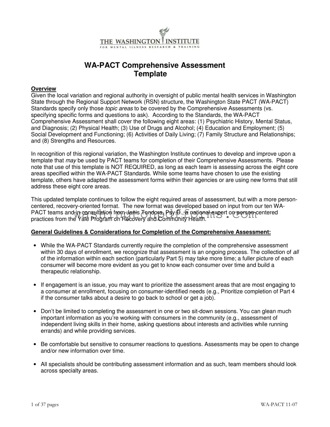 Fillable Washington Pact Template