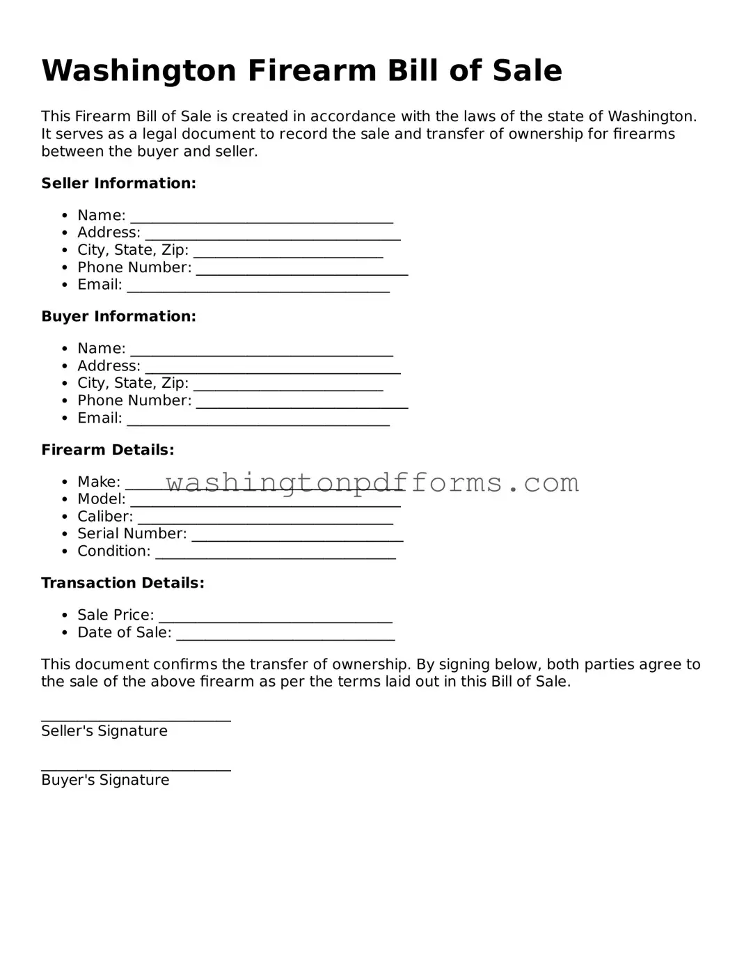 Attorney-Approved Washington Firearm Bill of Sale Template