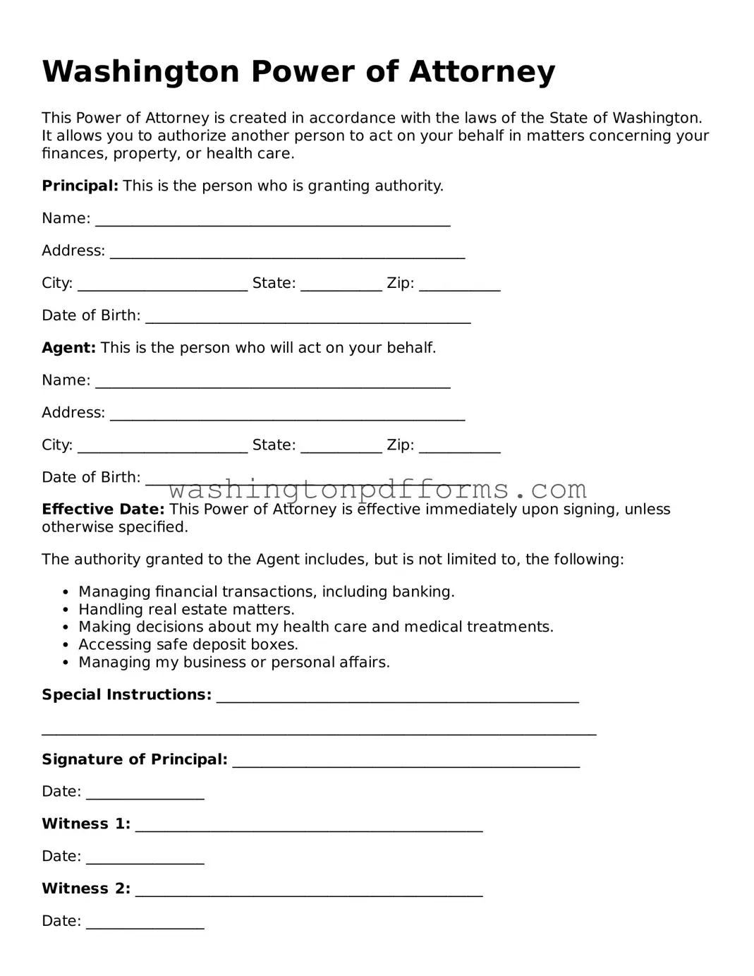 Attorney-Approved Washington Power of Attorney Template