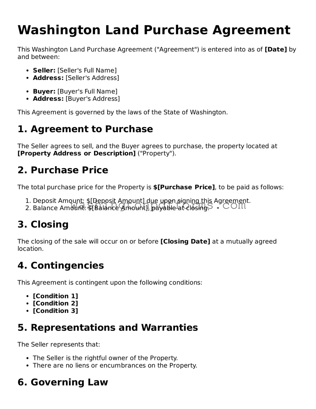 Attorney-Approved Washington Land Purchase Agreement Template