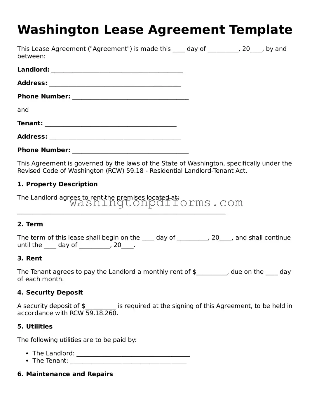 Attorney-Approved Washington Lease Agreement Template