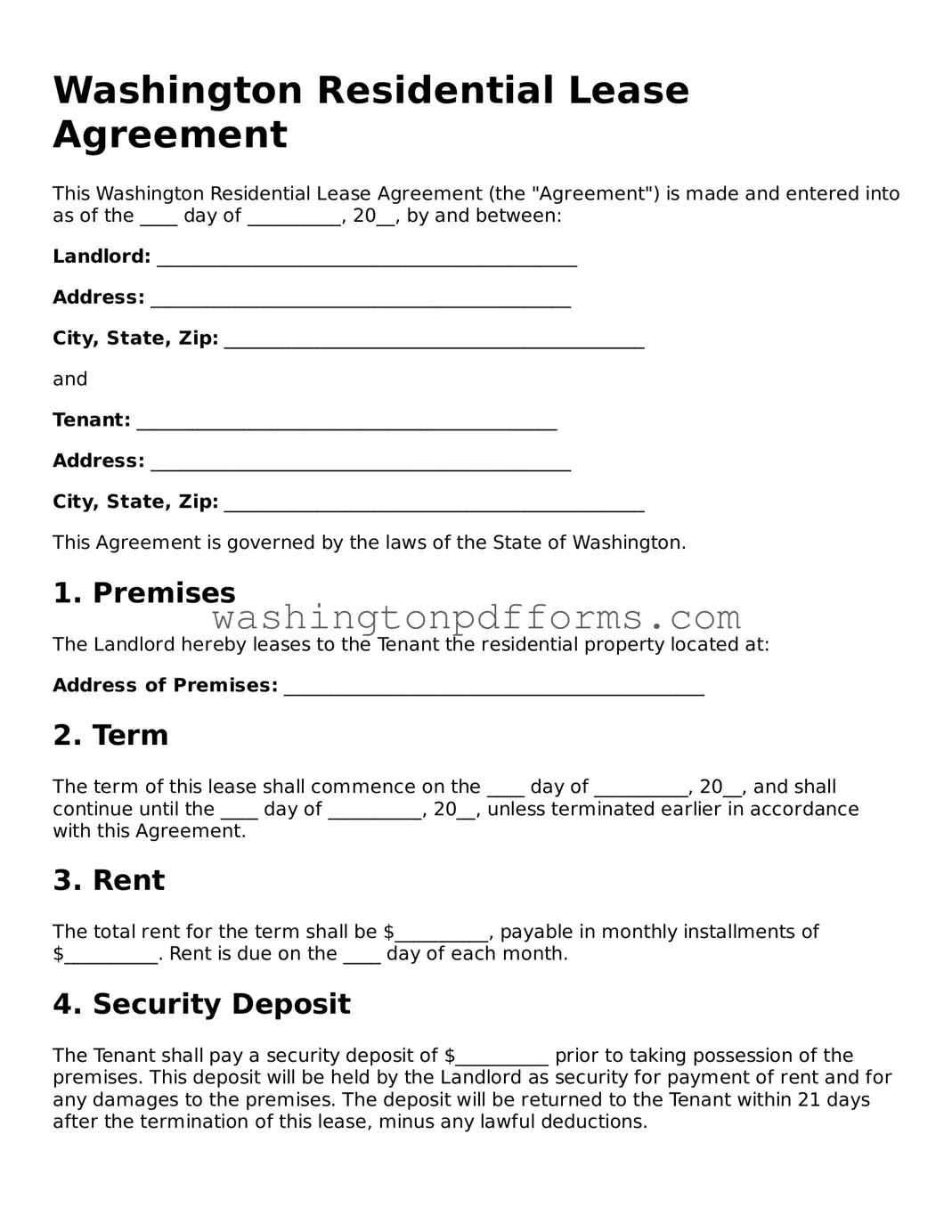 Attorney-Approved Washington Residential Lease Agreement Template