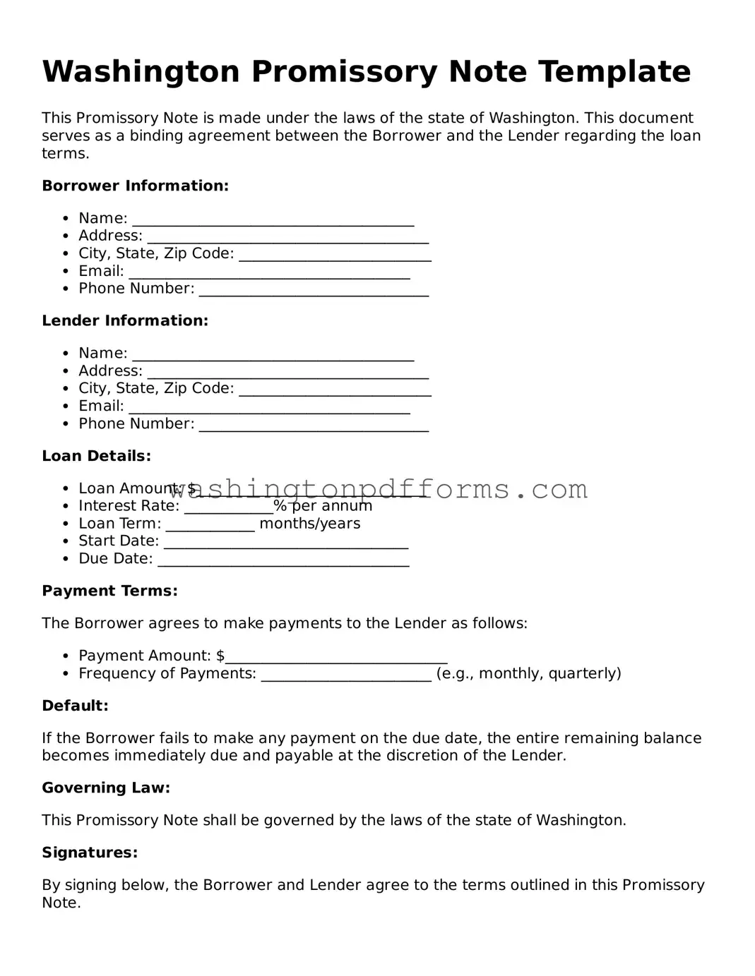 Attorney-Approved Washington Promissory Note Template
